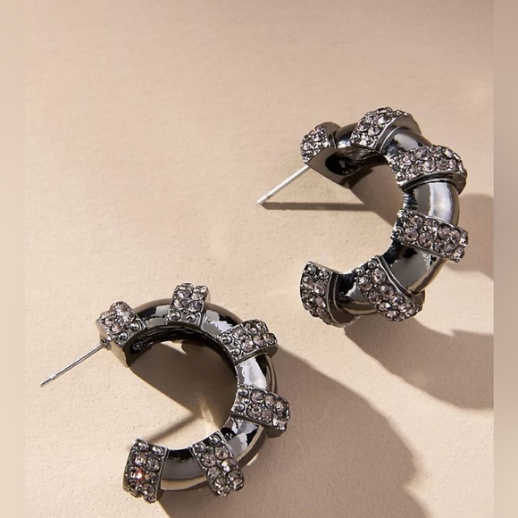 Anthropologie Small Crystal Hoops NWT New With Tags - Picture 4 of 5